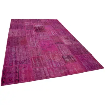 

206x302 Cm Pink Handmade Patchwork Rug-7x10 Ft