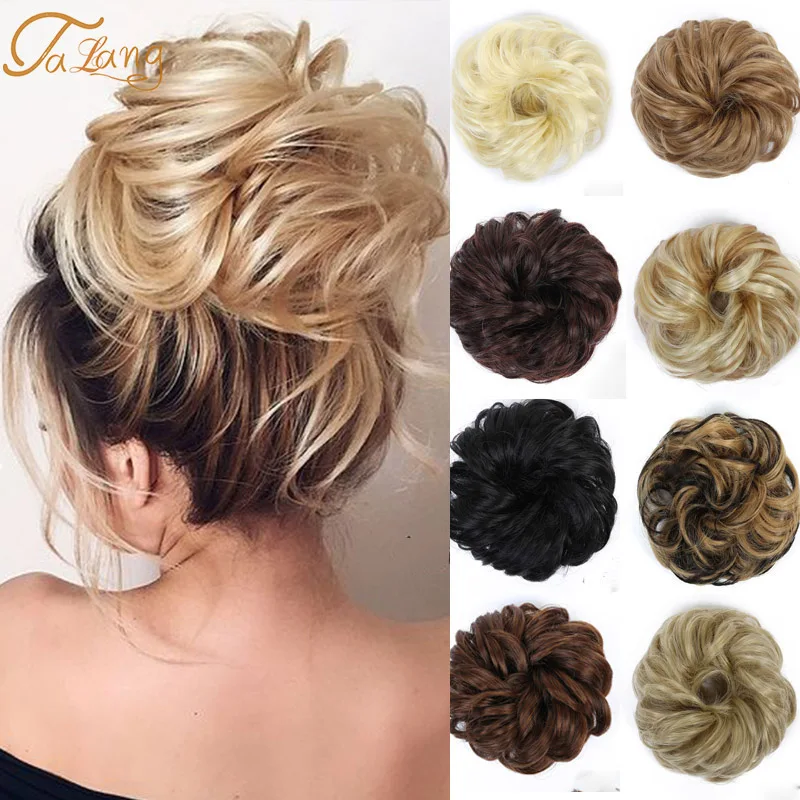 

TALANGSynthetic Messy Bun Hair Bun Wig For Women Heat Resistant Hairpiece Rubber Band Curly Hair Donuts Extensions Accessoire