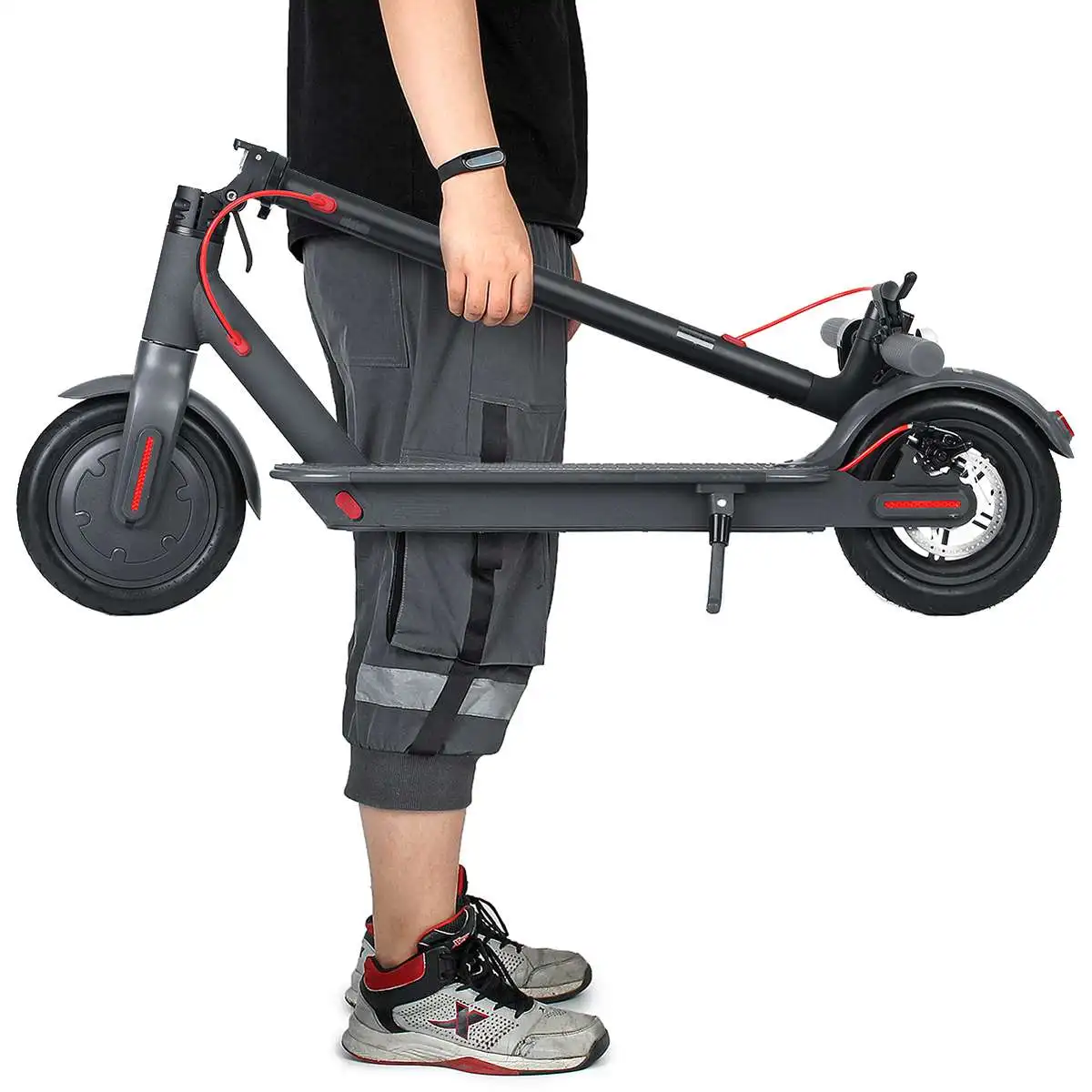 Электрический скутер для взрослых, 100-240 В, 350 Вт, складной и портативный, черные аксессуары, электрические скутеры с двумя колесами, 111,5x23,5x31 см