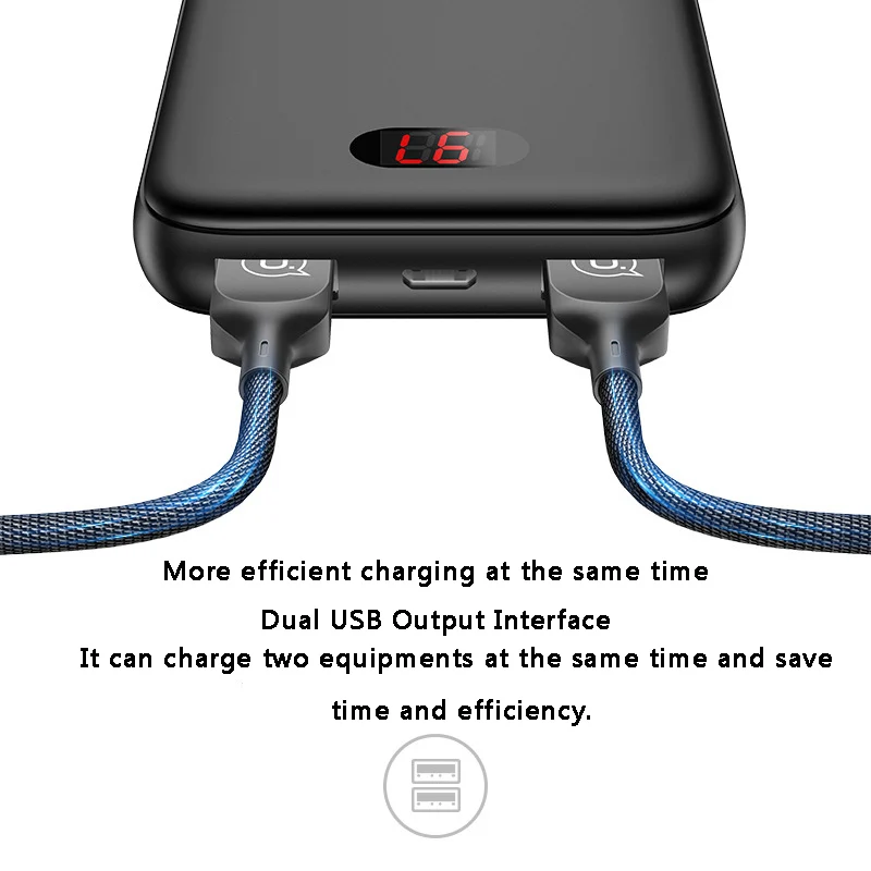 Мини 10000 мАч Внешний аккумулятор, двойной USB, портативное зарядное устройство для телефона huawei Xiaomi, внешний аккумулятор, светодиодный внешний аккумулятор