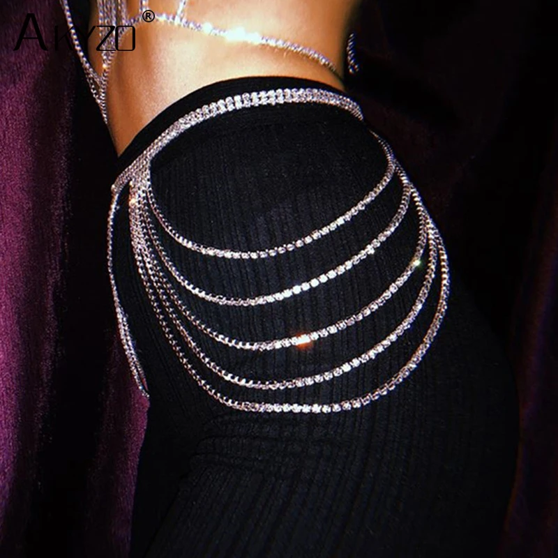 Boho Rhinestone Belly Body Chain Summer Sexy Nightclub Party Belts Beach Sparkly Crystal Hip Tassel Waist Chains for Women |
