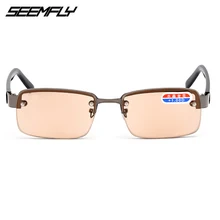 SEEMFLY стеклянные линзы для чтения стекла es для женщин и мужчин полурамки пресбиопические очки женские мужские унисекс, металлические квадратные очки при дальнозоркости