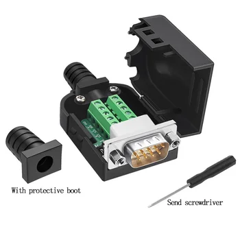 

DB9 Connector Male Female D-SUB 9 Pin Plug RS232 RS485 Breakout Terminals 21-24 AWG Wire Solderless Connectors