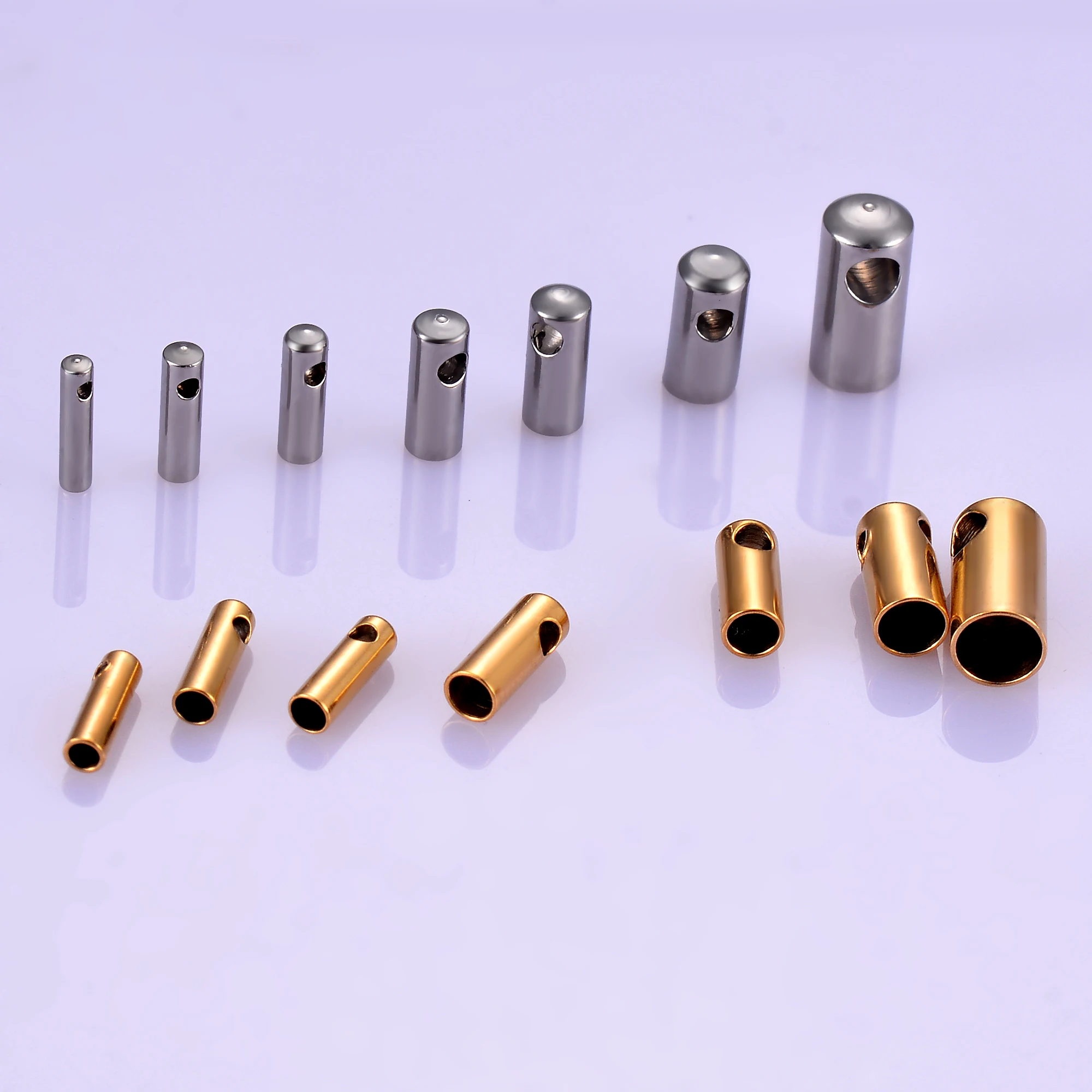 

1mm-4mm 20pcs Stainless Steel Clasps Hooks Cords End Caps Cord For Jewelry Making Bracelet Necklace DIY Jewelry Findings