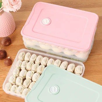 

Refrigerator Food Storage Box Kitchen Accessories Organizer Fresh Box Dumplings Vegetable Egg Holder Stackable Microwave