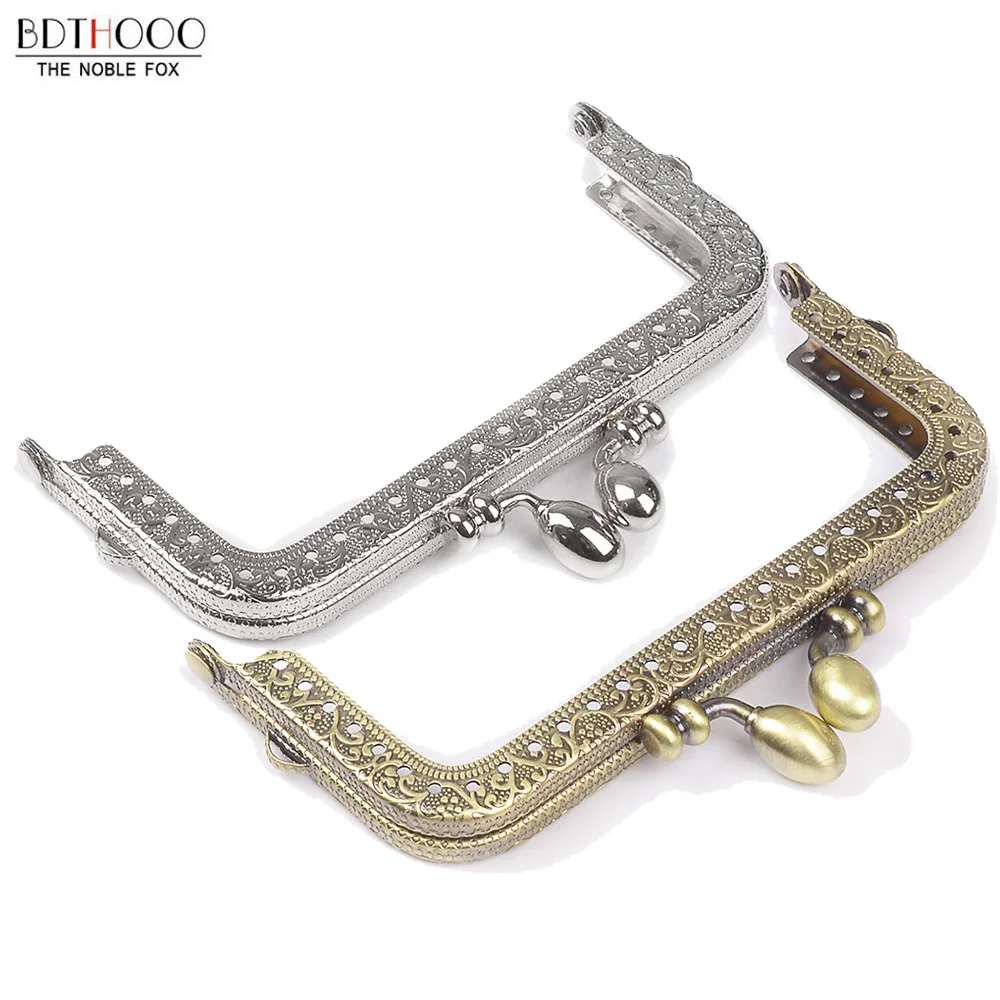 10.5cm Square Metal Purse Frame Handle for Clutch Bag Handbag Accessories Making Kiss Clasp Lock Bronze Tone Bags Hardware