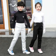 Теплые Рубашки для гольфа для мальчиков и девочек зимняя детская рубашка с длинными рукавами нижнее белье с круглым вырезом Спортивная одежда для гольфа D0853