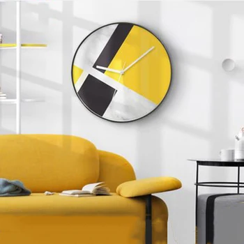 

Brife Mute Wall Clock Abstract Black And White Living Room Modern Study Wall Clocks Round Creative Design Home Decor