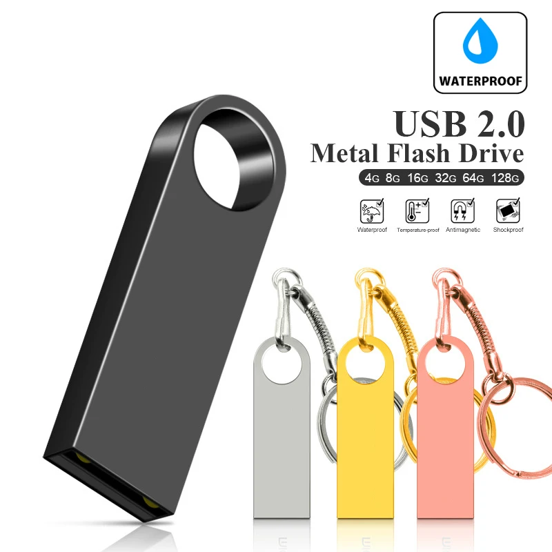 Usb Flash Drive Pendrive 128GB 32GB 64GB 16GB 8GB Pen Waterproof Metal Silver U Disk Memoria Cle Memory Stick Flas |