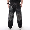 Man Loose Baggy Jeans Hiphop Skateboard Denim Pants Street Dance Hip Hop Rap Male Black Trouses Big Size 30-46 1