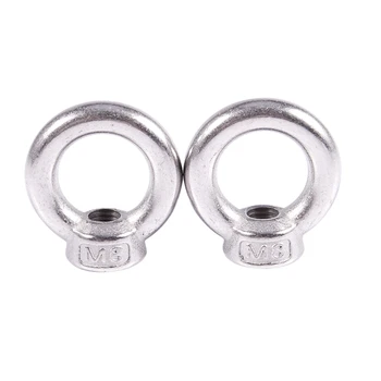 

Silver M8 Ring Shaped Eye Thread Nut 304 Stainless Steel European Style 2 Pack