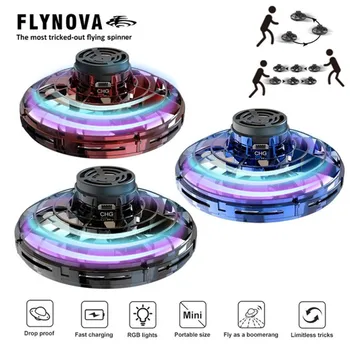 

Flynova UFO Fingertip Gyro Aircraft Flying Spinner Automatic Flight Gyro Athletic Mini Gyro LED Induction Decompression Toy