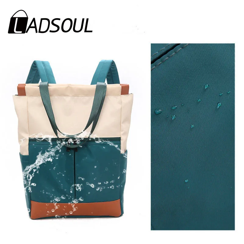 

LADSOUL New Women Nylon Waterproof Backpack Female Student Backpack Wild Computer Backpack Large-capacity Travel Backpack