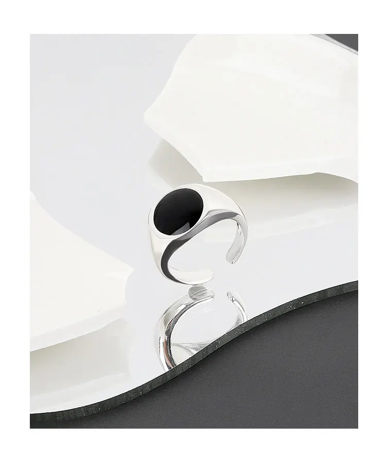 Silberner Siegelring Damen Stilvoller Runder Schmuck Geschenk_voghion.com