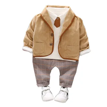 

New Spring Autumn Children Gentleman Clothes Baby Boy Girls Suit T Shirt Pants 3Pcs/sets Kids Infant Clothing Toddler Sportswear