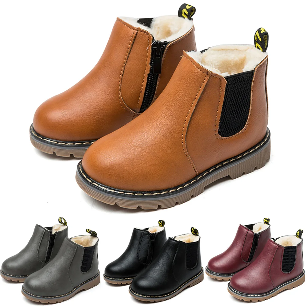Tanie SITAILE ciepłe buty zimowe dziewczęce skórzane buty buty dla chłopców wiosna skóra ekologiczna na jesień buty dziecięce moda maluch buty dziecięce