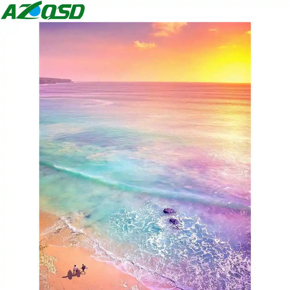 AZQSD 5d Diamond Painting Sea Picture Of Rhinestones Home Decoration Embroidery Scenic Cross Stitch Kits Handmade Craft | Дом и сад