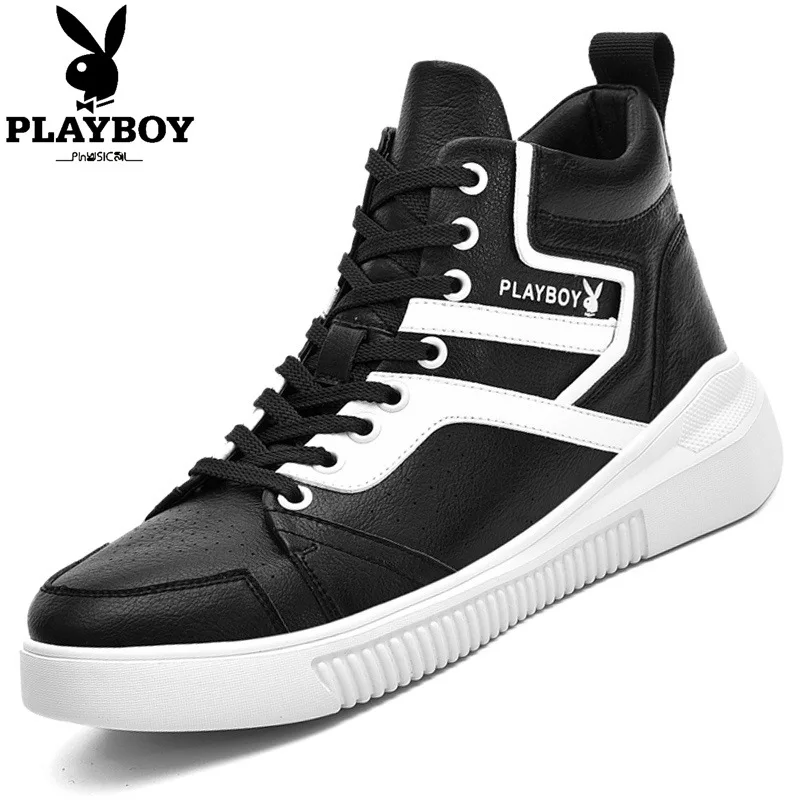 

PLAYBOY MEN'S Shoes Autumn & Winter New Style Mid-top Trendy Shoes Korean-style Trend Sports Casual Shoe High-top Board Shoe Men