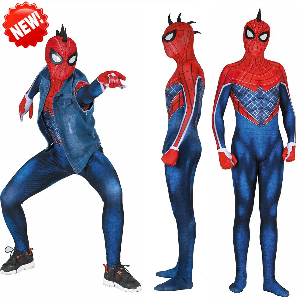 Костюм Человека-паука в стиле панк, игра Marvel, sony, PS4, эксклюзивная Игра в стиле панк, карнавальный костюм Человека-паука, костюмы на Хэллоуин для детей и взрослых