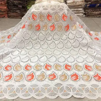 

African bazin riche fabric with brode Latest fashion embroidery bazin lace fabric with net lace 5 yards