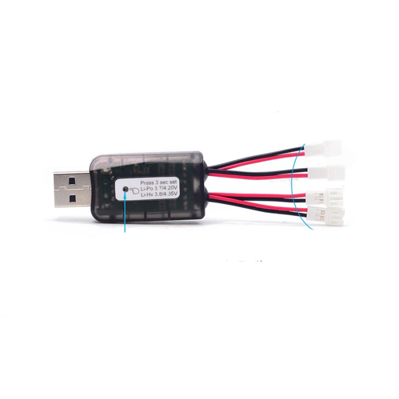 

1PCS AOKoda CX405 4 in 1 Charger 1S Lipo Li-Hv 4.35V High Voltage USB Battery Charger Spare Parts for RC Aircraft Model