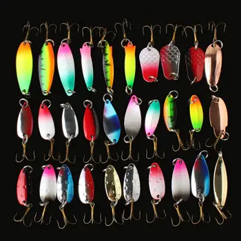 

30pcs/lot Fishing Lure Full swimming layer Spinners Mixed Color/Size/Weight Metal Spoon Lures Hard Bait Fishing Tackle