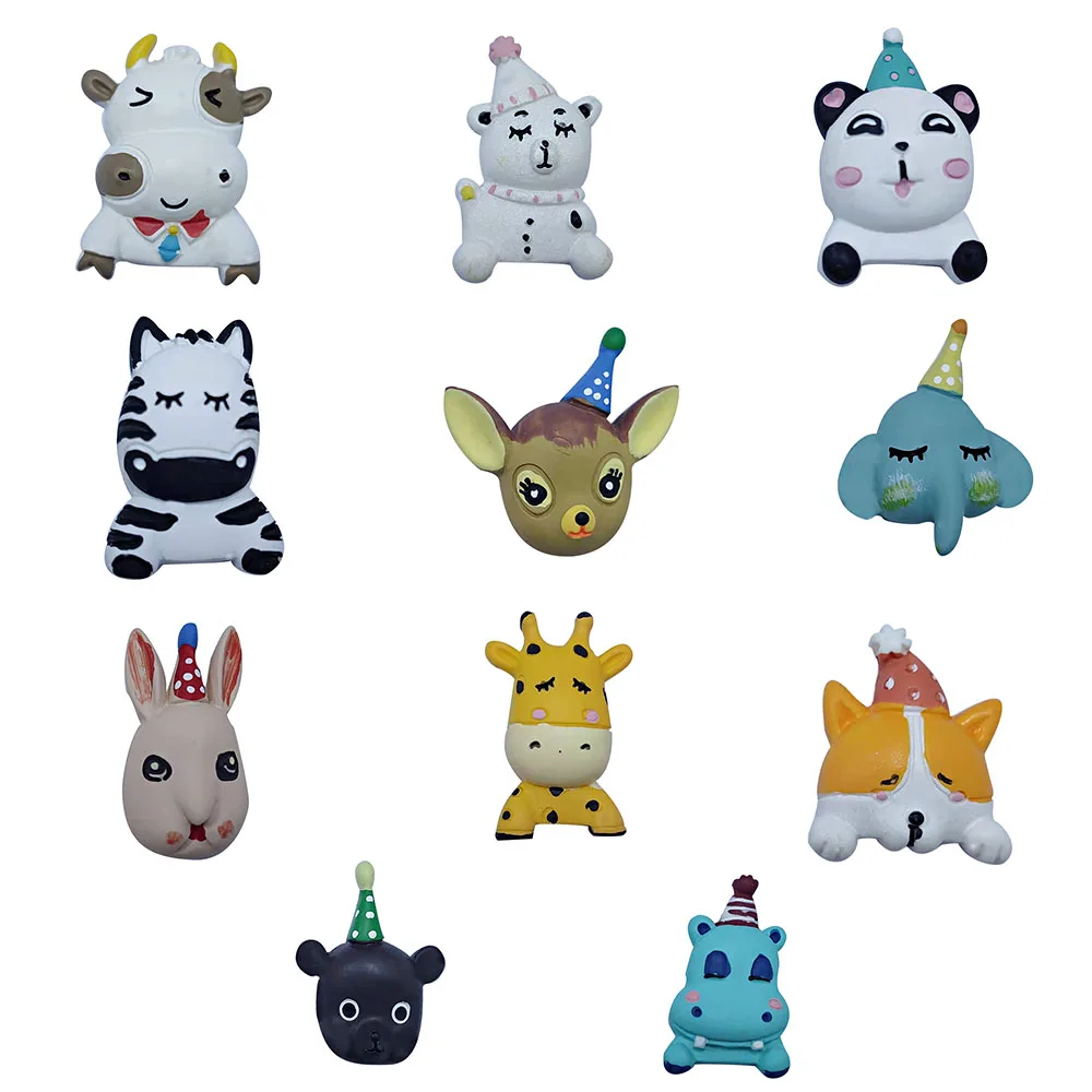 11PCS Resin Cartoon Shoe Charms Kawaii Animal Bull Bear Panda Zebra Elk Elephant Giraffe Dog Hippo Croc Jibz Buckle Kid Gift | Обувь