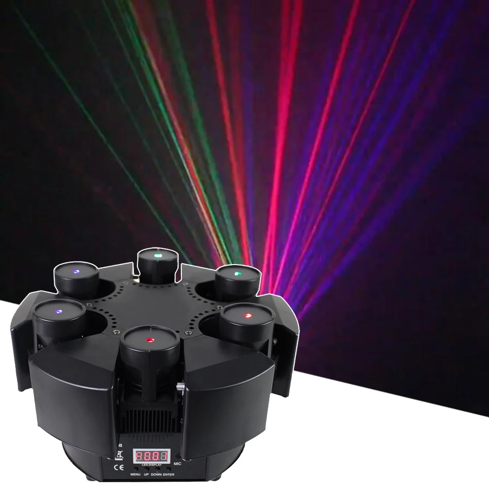 2020 New Smart 6 Heads Moving Head Beam Laser Light RGB Floral Color Laser Light Projector Unlimited Rotating Disco Laser Light