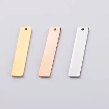

100% Stainless Steel Rectangle Blank Bar Pendant For Jewelry Making Metal Plates Tag Mirror Polished 50pcs