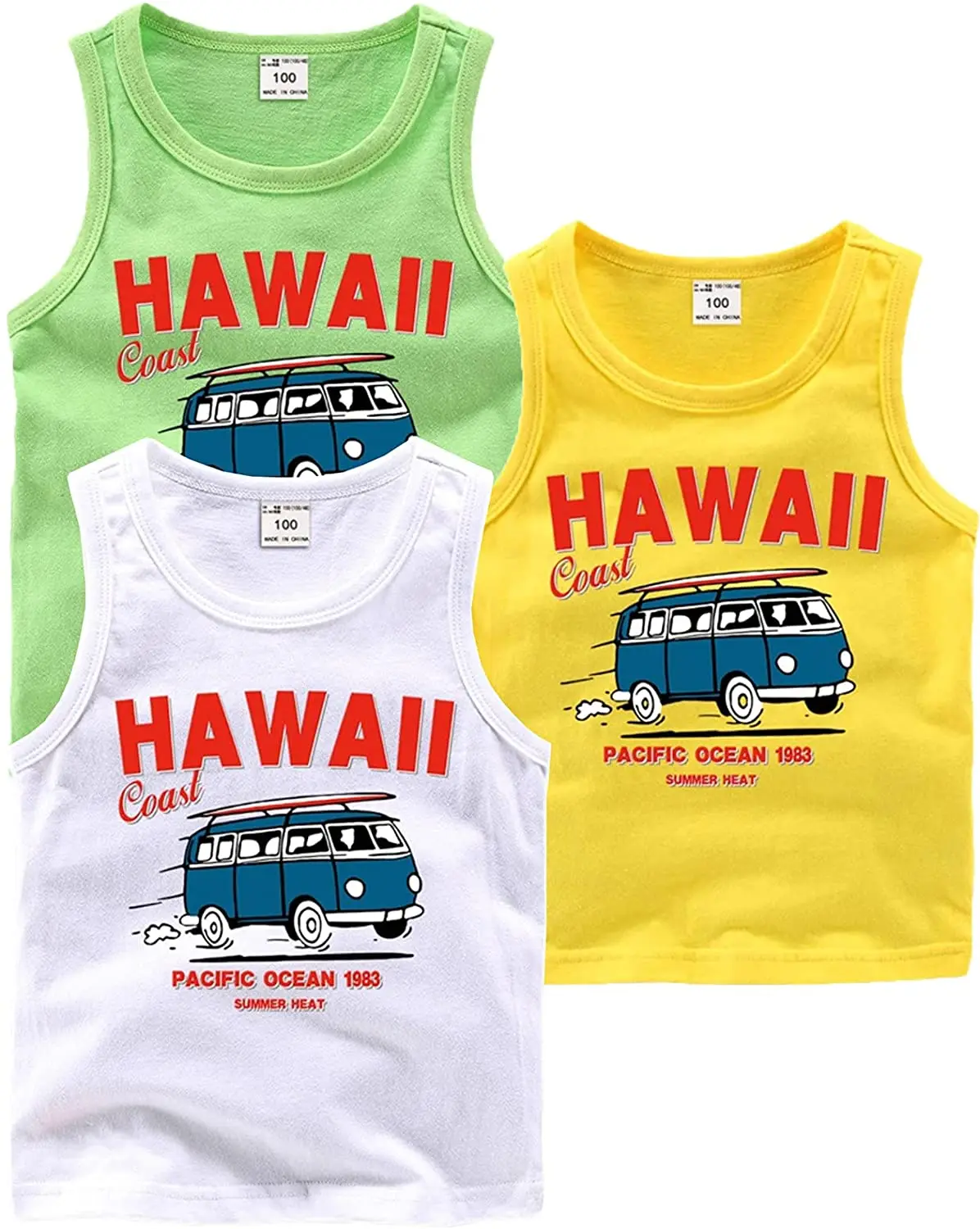 Tops Boys Girls Toddler Boys' 3-Pack Tank Tops Summer Graphic Crewneck Cotton Casual Tank Tops Boys Sleeveless Vest For 2-8 Years kid t shirt designs