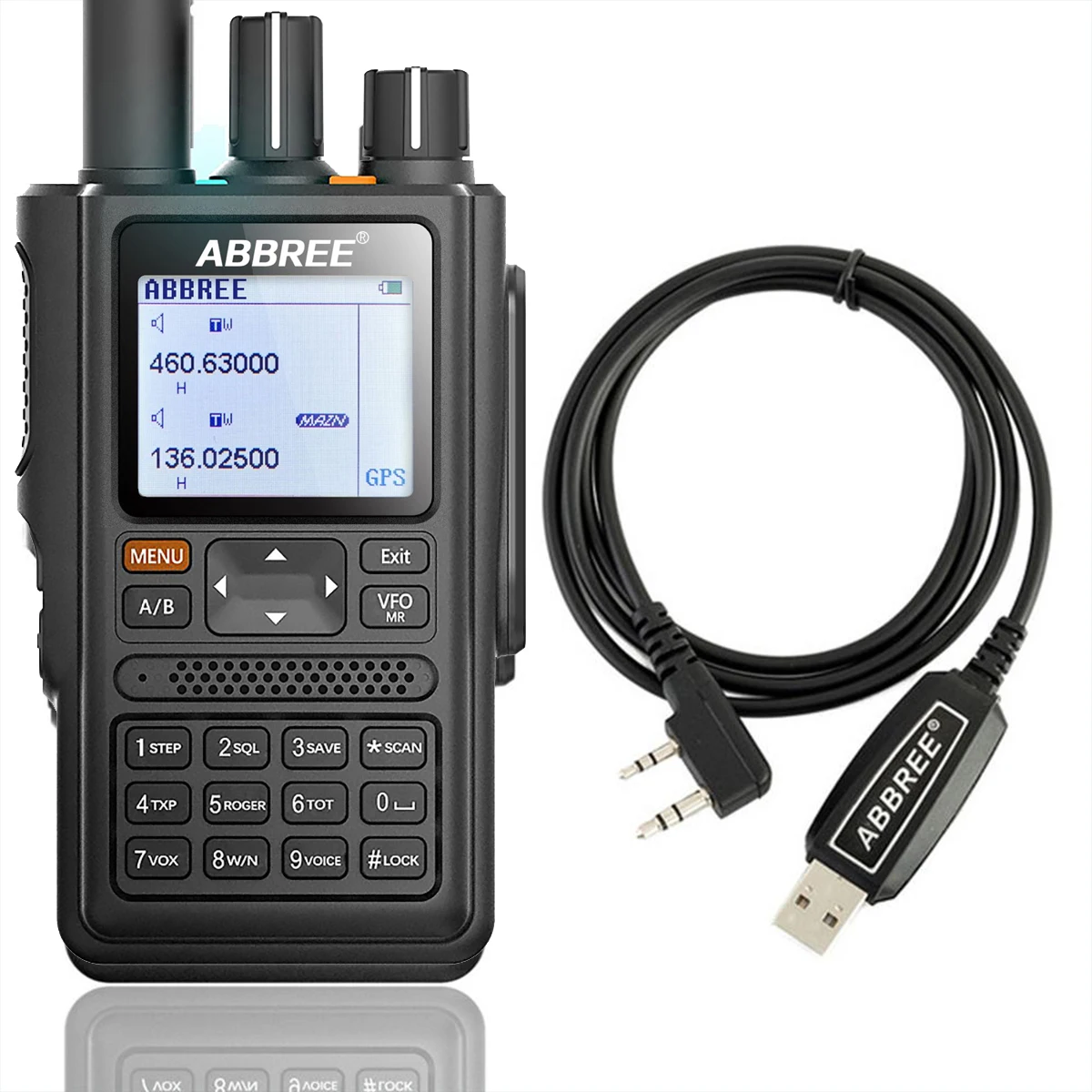 ABBREE AR-F8 GPS Powerful All Bands(123-520MHz) Wireless Copy Frequency Walkie Talkie 1.77 LCD with programming cable | Мобильные