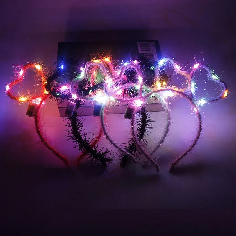 

Heart Bunny Ear Headband Headwear Hair Band Girls Party Flashing LED Light Birthday Cosplay navidad Wedding Festival