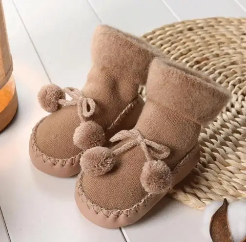Детские носки обувь для девочек домашняя прогулочная обувь для маленьких девочек и мальчиков повседневная обувь для малышей зимняя противоскользящая - Цвет: Темный хаки