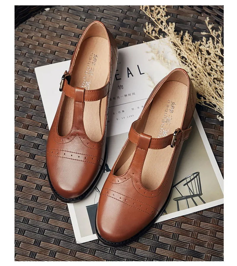 Vintage Round Toe Pergelangan Kaki T 