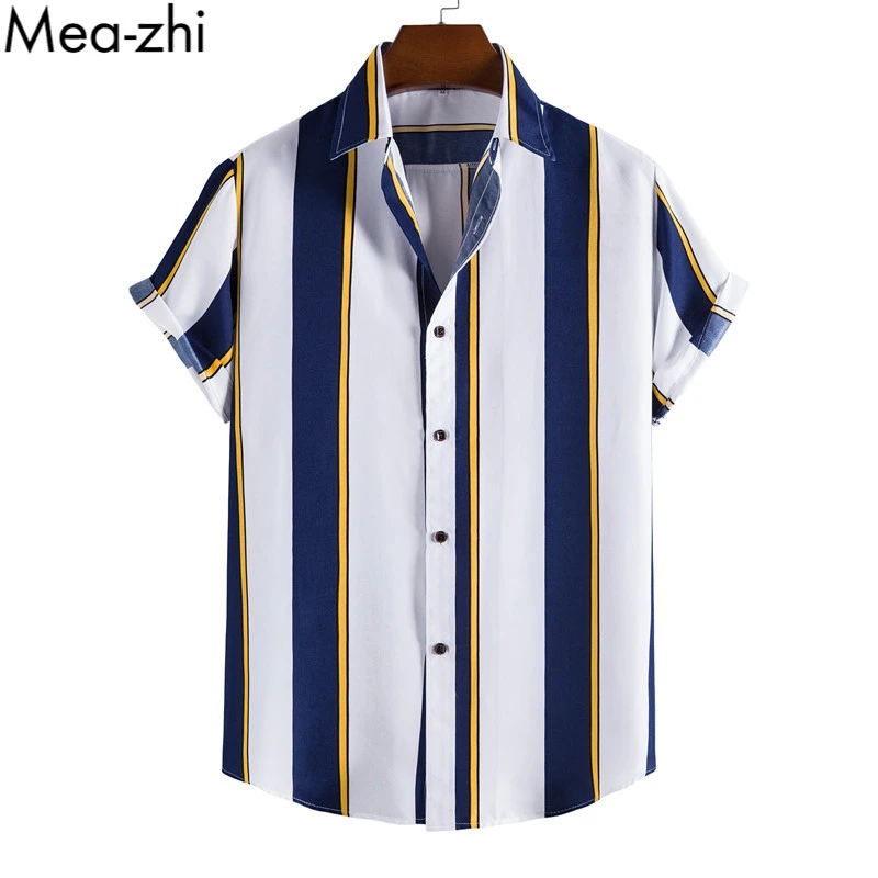 Camisa de manga corta con botones para hombre, camisa hawaiana con botones en la parte delantera, para y verano|Camisas informales| - AliExpress