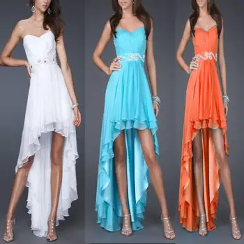 

free shipping 2016 new design hot seller custom size/color High-Low Style Beads sweetheart pearls Chiffon Gown Bridesmaids Dress