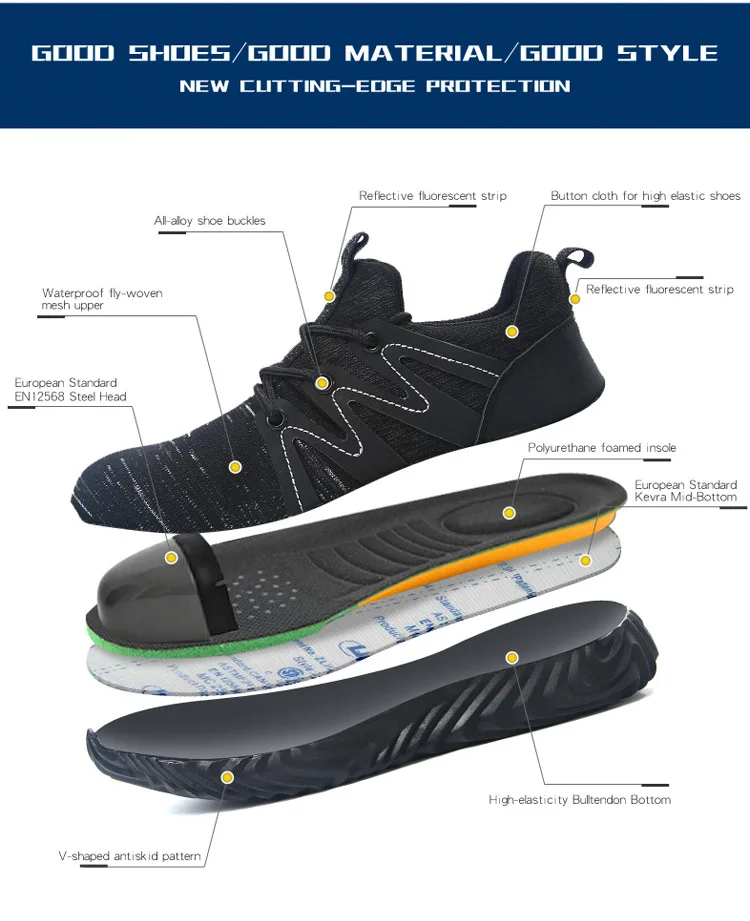 Indestructible Outdoor Steel Toe Cap Safety Shoes Mens Soft Comfortable Wear resistant Construction Work Electric Welding Shoes