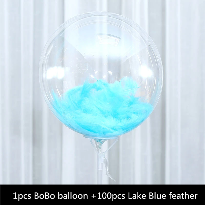 18 дюймов БОБО воздушный шар+ 100 шт перо прозрачный воздушный шар из ПВХ DIY Свадьба День рождения Рождественское украшение Гелиевый шар 77 - Цвет: Lake Blue