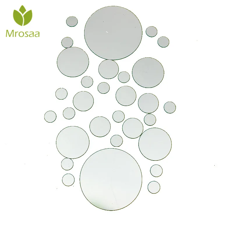Mrosaa 28 шт./компл. 3D зеркала для ванной милые серебряные DIY круглые зеркальные наклейки на стену круглые зеркала для дома стены спальни офиса ванной комнаты декора