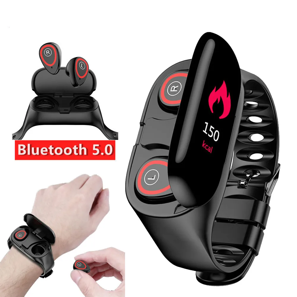 

New 2019 Smart Watch M1 Bluetooth Earphone Fitness Tracker Blood Pressure Smartwatch for IOS Android Phone smart electronics