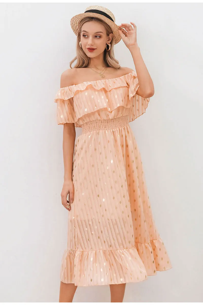 Simplee Sexy off shoulder long maxi dress Elegant vintage dot white party dress Spring summer holiday style dresses vestido 2020