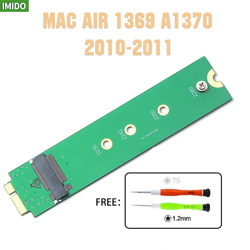 Подарочный инструмент Отвертка M.2 NGFF SSD to A1369 A1370 адаптер для 2010 2011 MacBook Air M2 SSD конвертер карта Suppot 2242 2280 SSD