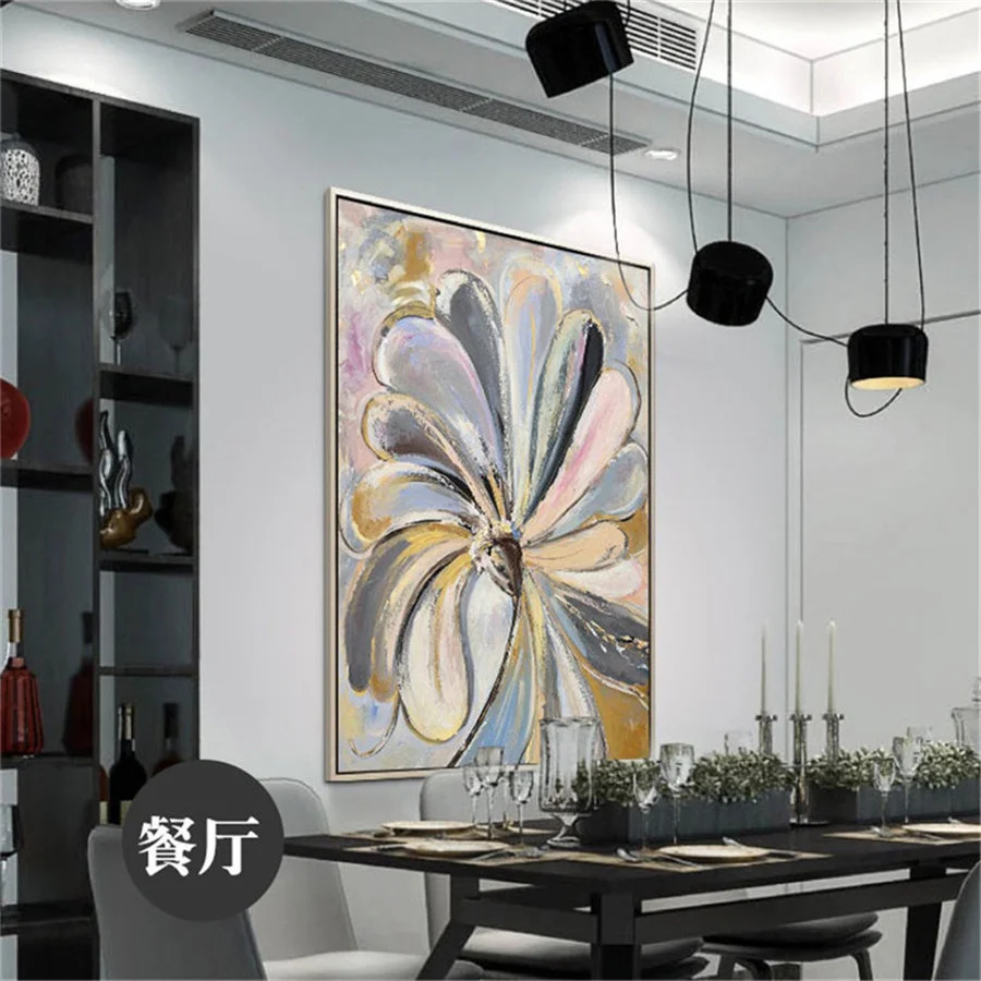 New Product Hot Sale Snow Mountain Flower Color Canvas Oil Painting Handmade Wall Drawing Decoration Art Poster In Room Pendant