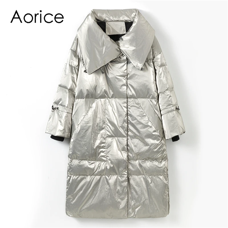 

Aorice XM904 Women winter waterproof coat new fabric 90% duck down 7 point sleeve oversize lady fashion causal long jacket parka
