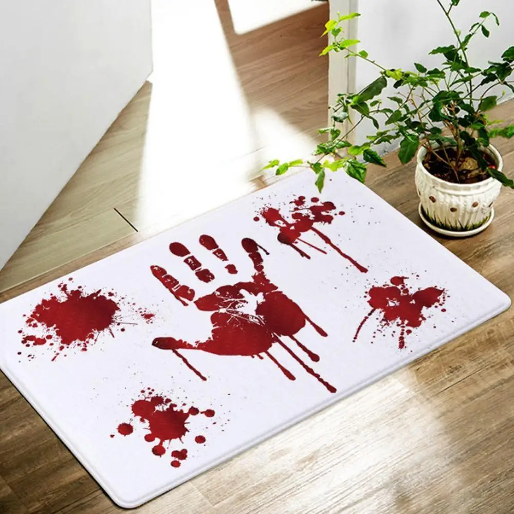 

40cm x 60cm Terrible Halloween Red Blood Bath Mat Carpet Cushion Horrible Floor Area Rug 1PC