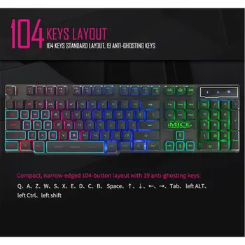 

AK-600 Gaming Keyboard 104 Keycaps RGB Backlit Mechanical Keyboard Game Keyboards with RU Sticker for PC Laptop Computer
