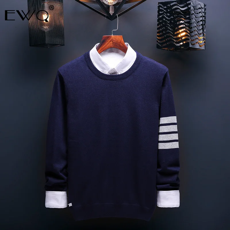 

EWQ / 2020 New fashion autumn winter round collar casual men pullovers loose long sleeve Knitting Keep Warm tide Sweater FT214