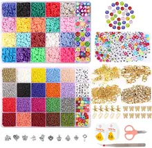 Ensemble de perles d'argile polymère colorées pour bricolage, 25000 pièces/ensemble, colliers et Bracelets, bijoux faits à la main, ronds et plats