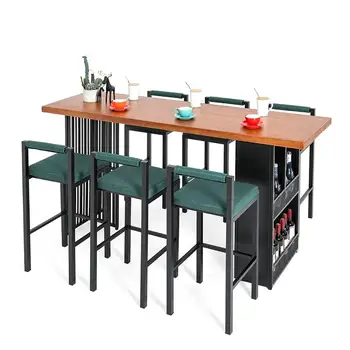 

Bar Table Household Coffee Shop Multi Function Bar Table And Chair Combination Living Room Simple Wall And Window Solid Wood Hig