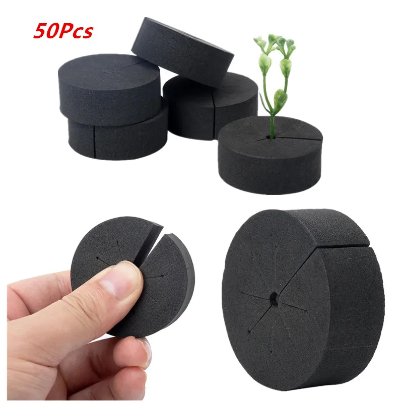 50Pcs Garden Clone Collars Premium Neoprene Inserts Sponge Block for Hydroponics Cloning Plant Germination DIY Cloning Machines plastic pots